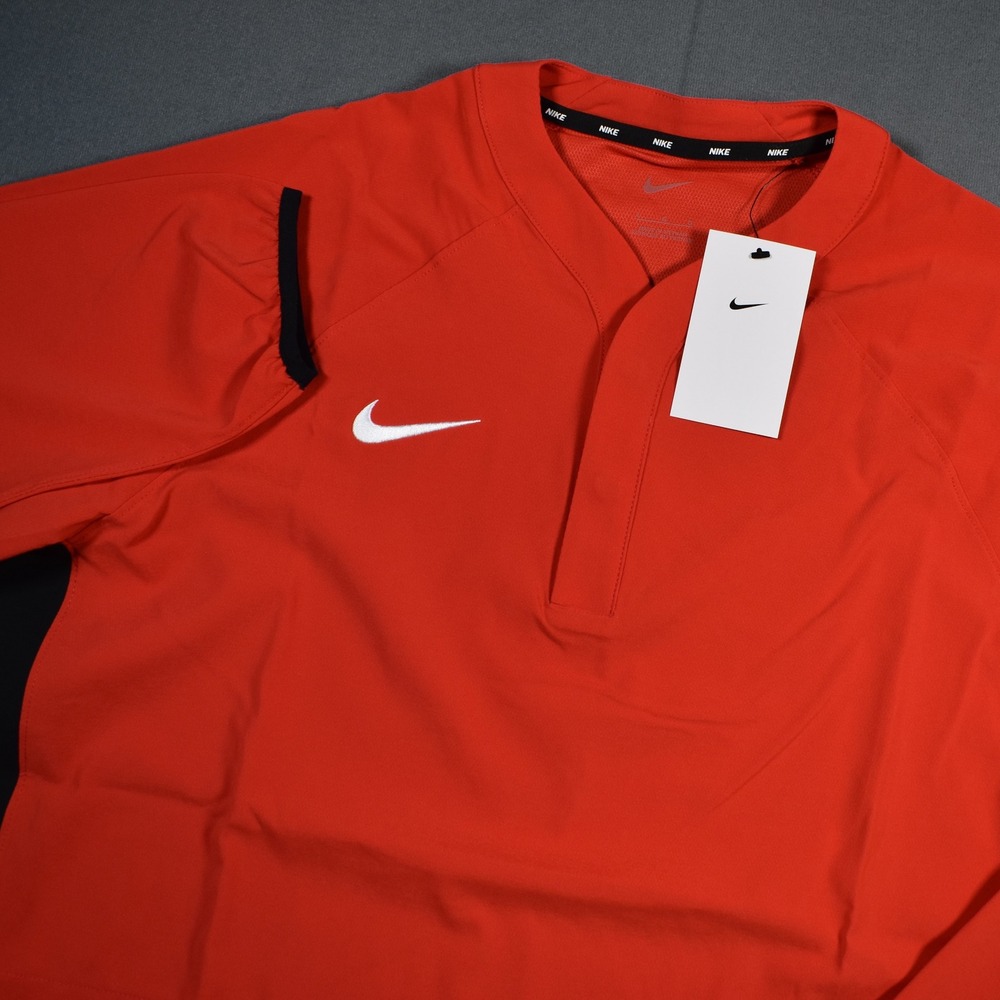Nike Baseball Pre-Game Long Sleeve Button Snap Large Red Black Training Top